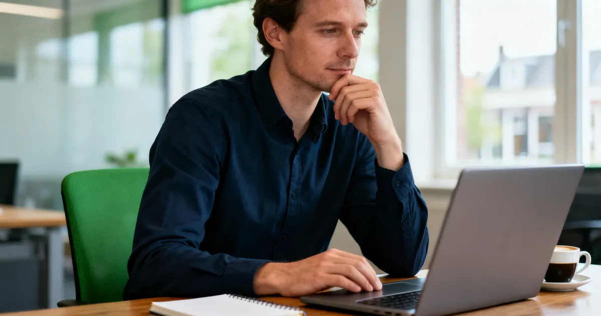 Ondernemer aan een bureau die nadenkt over zoekgedrag van klanten